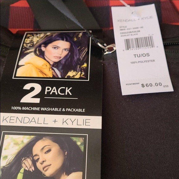 Kendal and Kylie black lumber jack plaid backpack BACKPACK FOR SUMMER TRAVEL - Picture 3 of 7